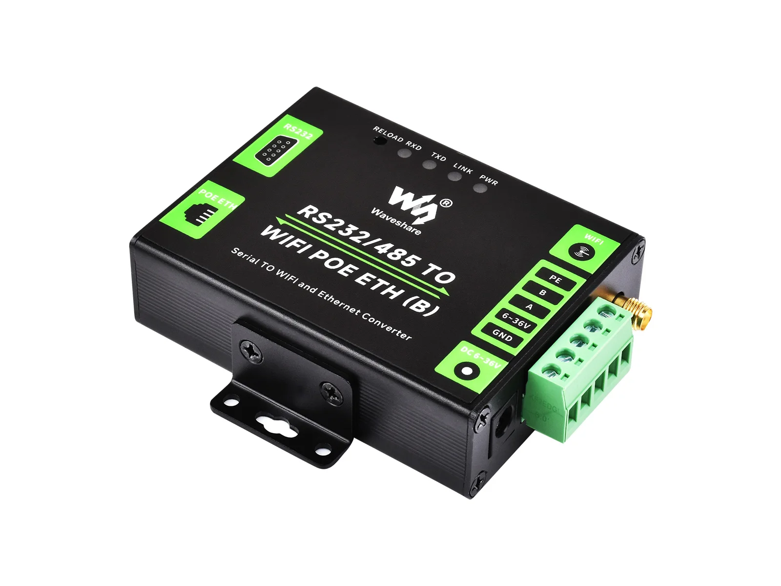 Waveshare-servidor Serial Industrial Gateway Modbus Suporte para Montagem em Wail e Montagem em Trilho Rs232 485 para Wifi e Ethernet - Imagem 2