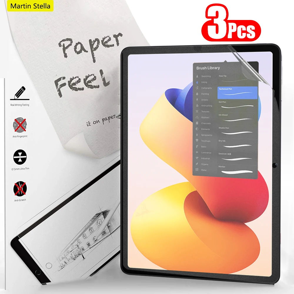 3 szt. Folii o fakturze papieru jako ochraniacze ekranu do Xiaomi Redmi Pad 2 Pro 12.1, bez szkła