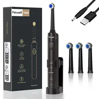 Fairywill Electric Toothbrush T2232 T2233Powerful Rotation Cleaning 4 Replacement Heads Rechargeable Sonic Toothbrush for Adults