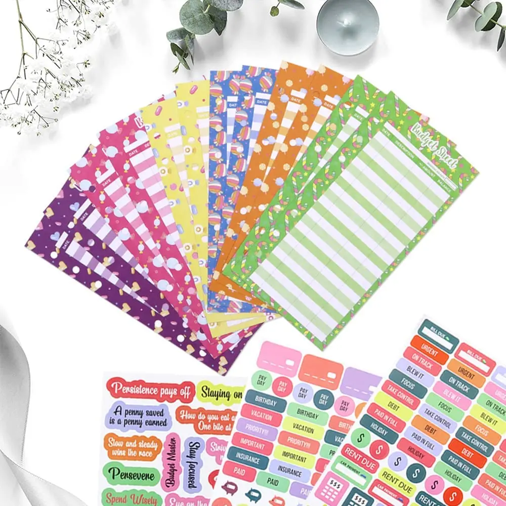 24 Pcs Cute Budget Sheets for A6 Budget Binder with 3 Sheets  Budget Stickers,Expense Tracker Sheets,Financial Organizer Planner