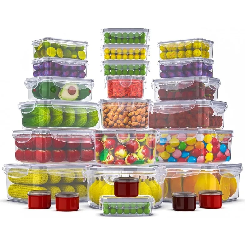 

50 Pcs Large Food Storage Containers Airtight-85 OZ to Sauces Box-Total 526OZ Stackable Kitchen Bowls Set Meal Prep Container