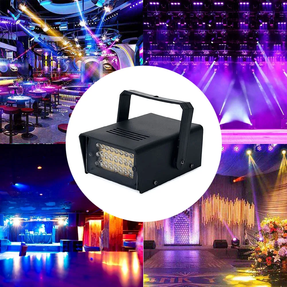 24 LED Stage Lights Remote Control Strobe Flash LED White Stage Lighting Effect Adjustable Speed KTV DJ Disco Party Strobe Light