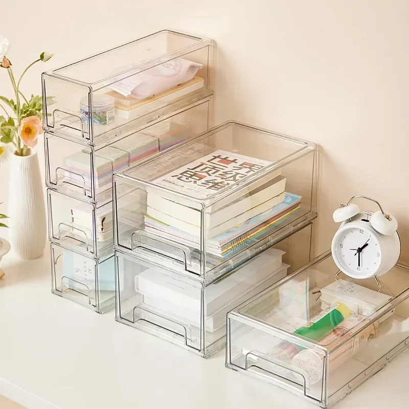 

Sundries Large Transparent Capacity Table Office Multilayer Storage Simple Sorting Box Stationery Drawer Organizer Cosmetic