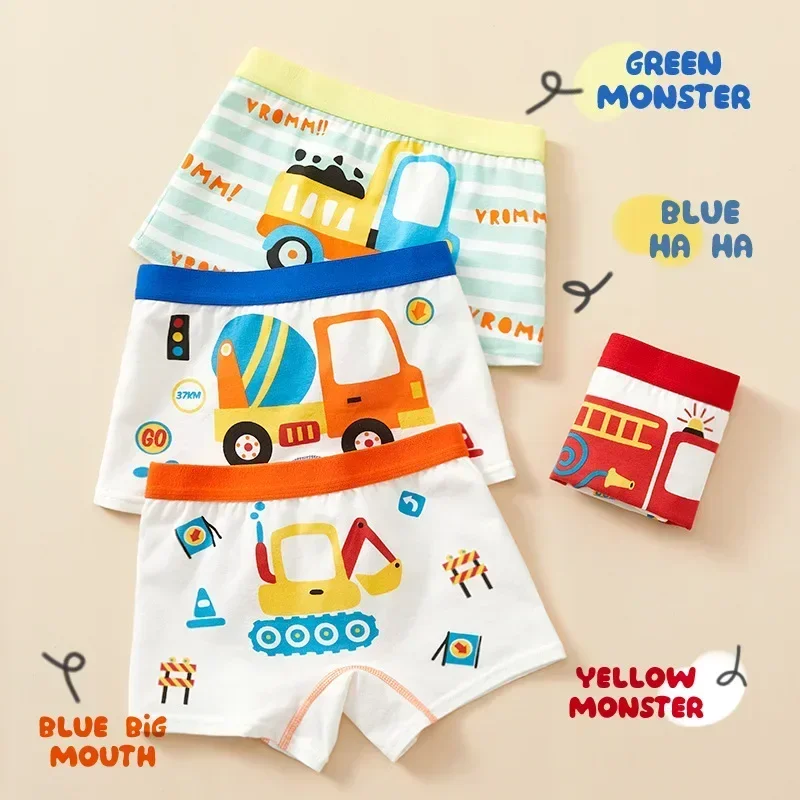 4 Pack Summer boy Underwear Set Children Cartoon Clothes Boyshorts Soft and Comfortable Safety Panties for Little School child