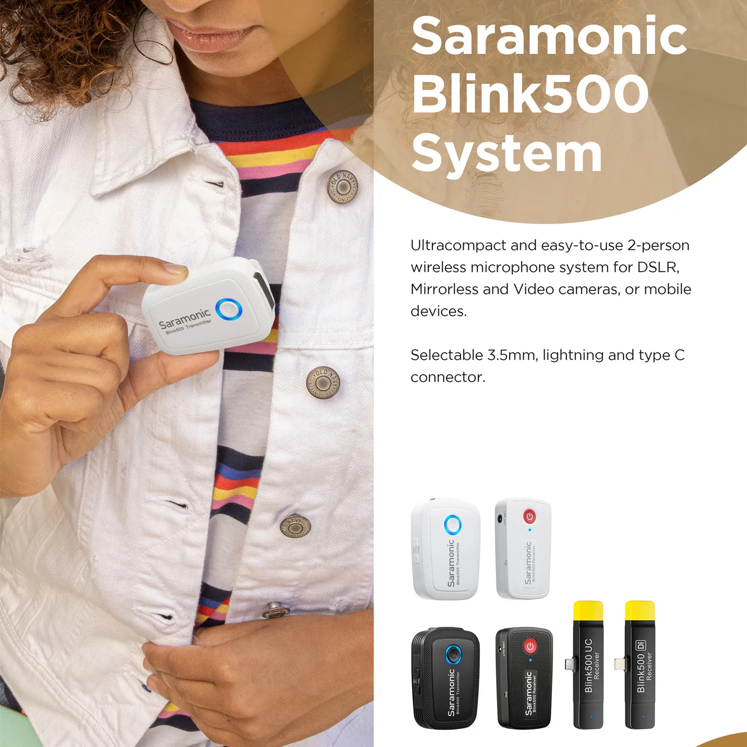 Saramonic Blink500 Wireless Lavalier Lapel Microphone for iPhone Android PC Computer Smartphone DSLR Streaming Youtube Recording