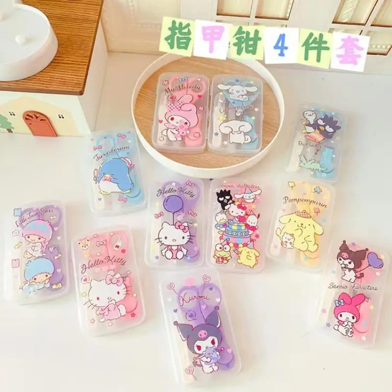

Kawaii Sanrio Kuromi My Melody Cinnamoroll Hello Kitty Cartoon Cute Nail Clippers Set Baby Nail Clippers Children Safety Scissor