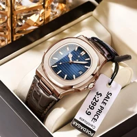 Poedagar Man Casual Business Leather Gold Clock Men Luxury Watch Automatic Watches Mens Fashion Quartz Wristwatches Montre Homme