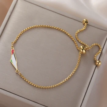 LIKGREAT Palestine Map Charm Bracelet Stainless Steel Palestine Flag Geometry Country Geography Jewelry for Women Men 1