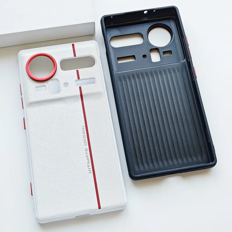 Enhanced Faux Leather Metal Lens Ring Raised Phone Case, Premium Protective Cover