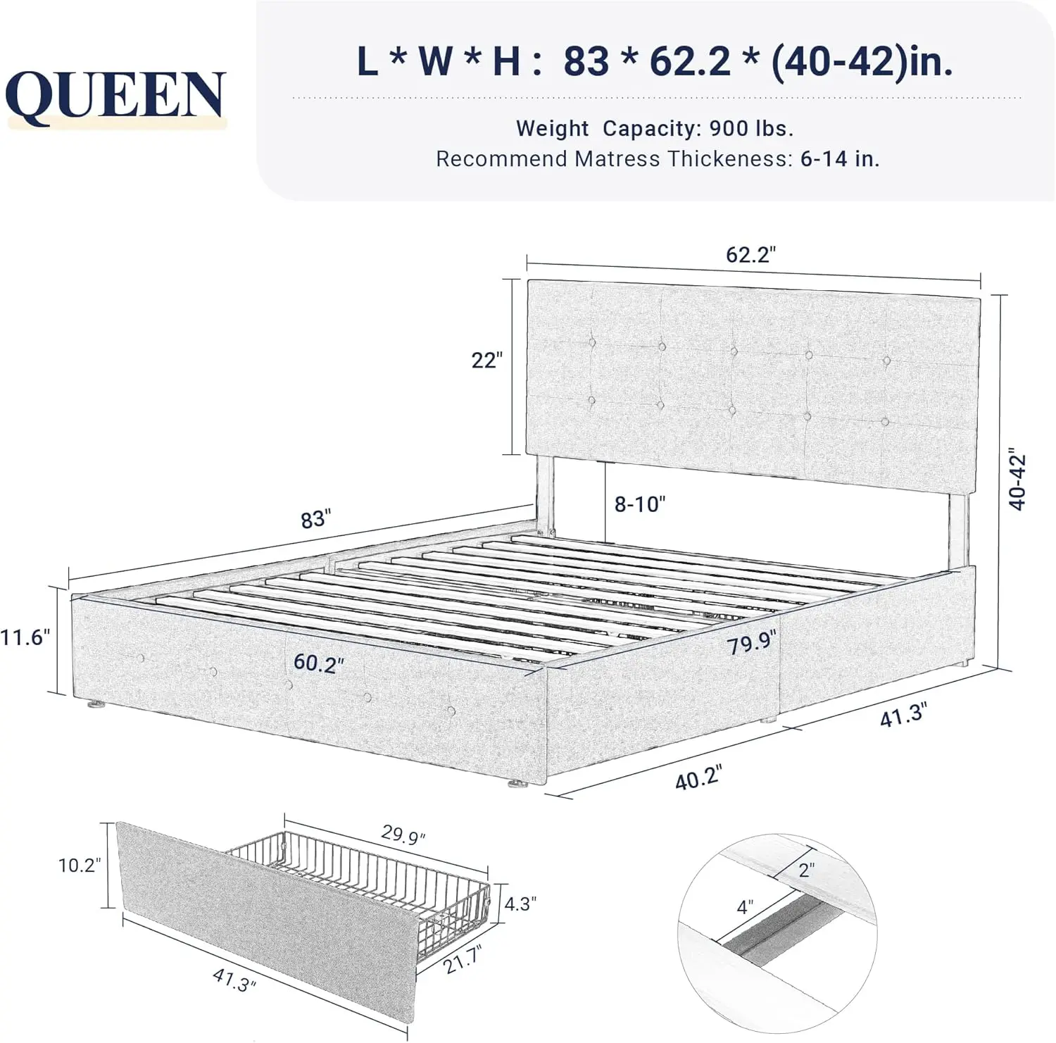 Ljustra Bed Frame Storage Drawers
