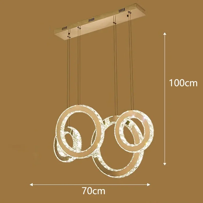Description Picture 5 of itemCrystal Lamp Creative Five Ring Dining Table, Living Room, Dining Room, Bar Counter, Rectangular Dining Room Pendant Light