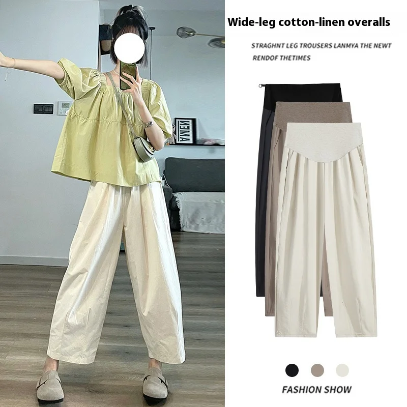 Maternity Pants Spring Summer Thin Casual Wide-Legged Large Size Work Bottoming