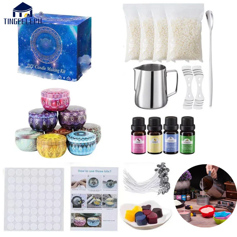 DIY Candle Making Supplies Handmade Aromatherapy Kit Accessories Pigment Soy Wax Core Tool Sets Mold |