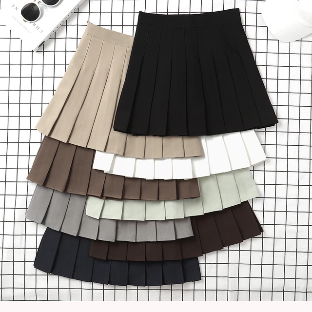 Brown skirt ladies summer clothes women s high waist harajuku korean style black mini pleated