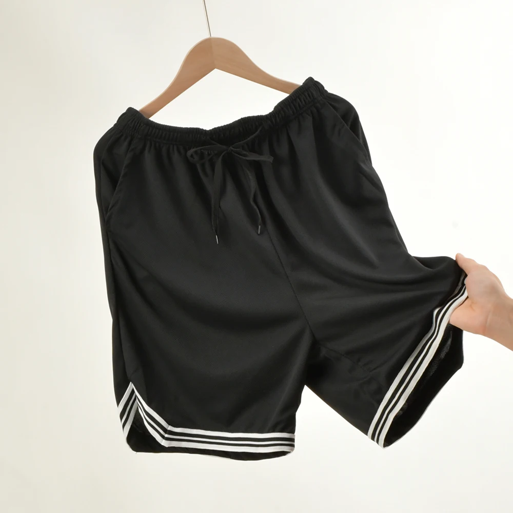 New Summer Men's Shorts Striped Loose Mesh Breathable Basketball Pants Black Casual Sport Fitness Jogging Street Ball Sweatpants 5