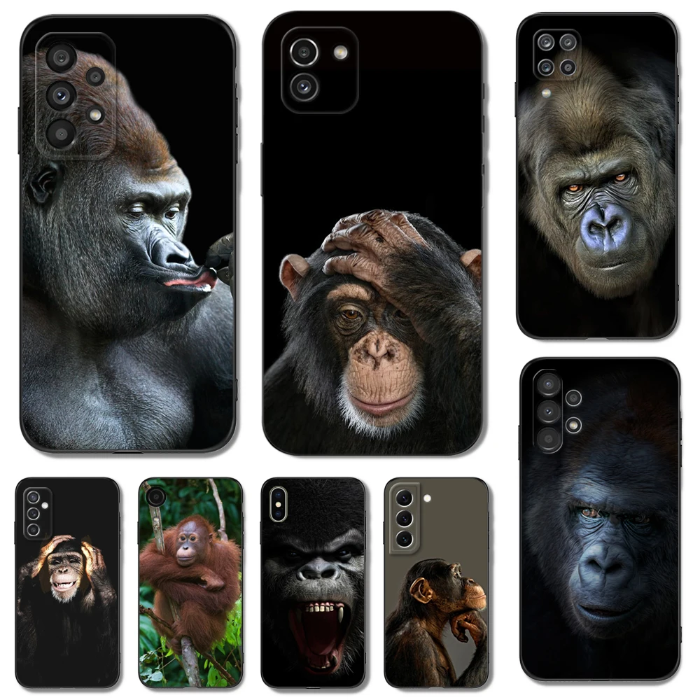 Custodia In Tpu Nero Per Samsung Galaxy S23 S22 S20 S21 Fe Plus Ultra + S10 E Lite Cover Monkey Gorilla Ape Baby