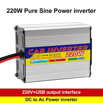 Inverter Auto Portatile con Protezione Multipla, Convertitore di Potenza da 12V DC a 220V AC, con Clip USB per Batteria