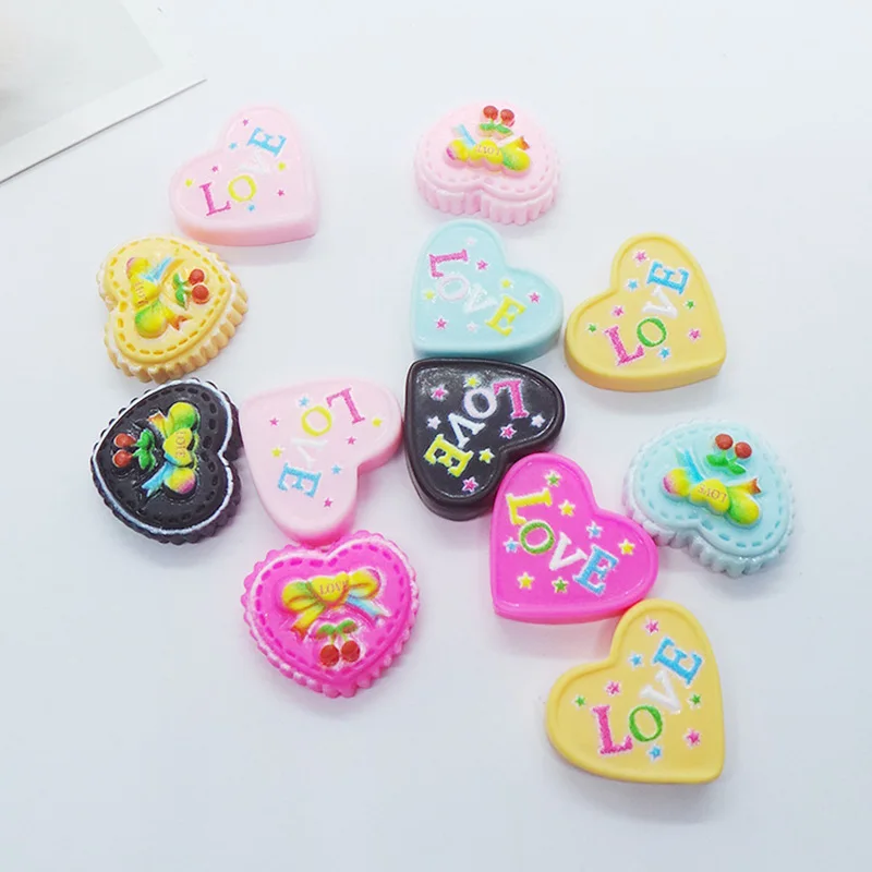 50 шт Kawaii LOVE Heart торт плоский задник из смолы кабошон Моделирование еда играть Fit