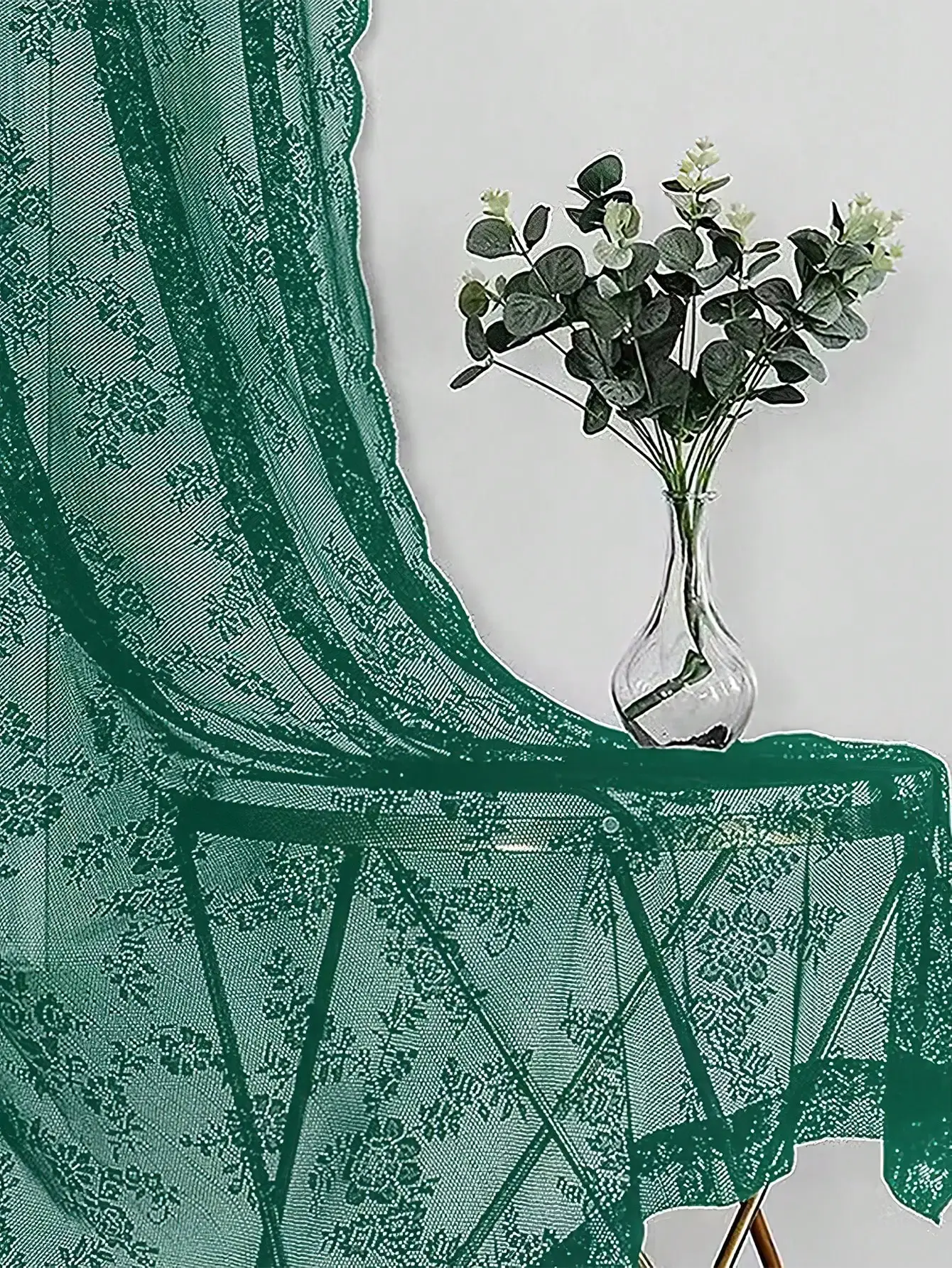 1pc Floral Lace Decorated Door Curtain, Curtains for Living Room, Bedroom, Balcony, Curtains with Rod Pocket 3