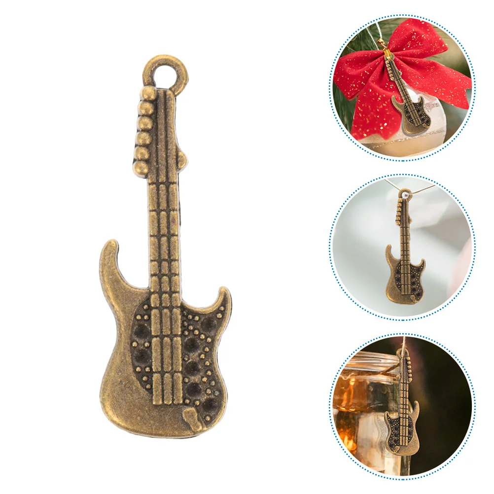 

100 Pcs Guitar Pendant DIY Pendants Retro Decor Phone Shell Ornaments Charms Metal Crafts Mini Decors Case