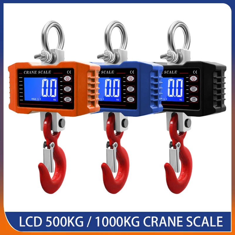 

1000Kg/500Kg Digital Crane Scale Hanging Scale Portable Heavy Duty Backlight Industrial Hook Scales Unit Change Weighing Scale