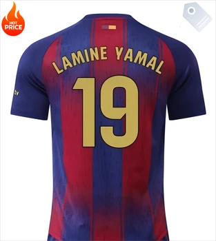 25_26 Barcelona  #19 Lamine Yamal Home Soccer Kit Jersey Short Sleeve 3Ds Football T-Shirt Youth Kids Outdoor Training  Casual 2