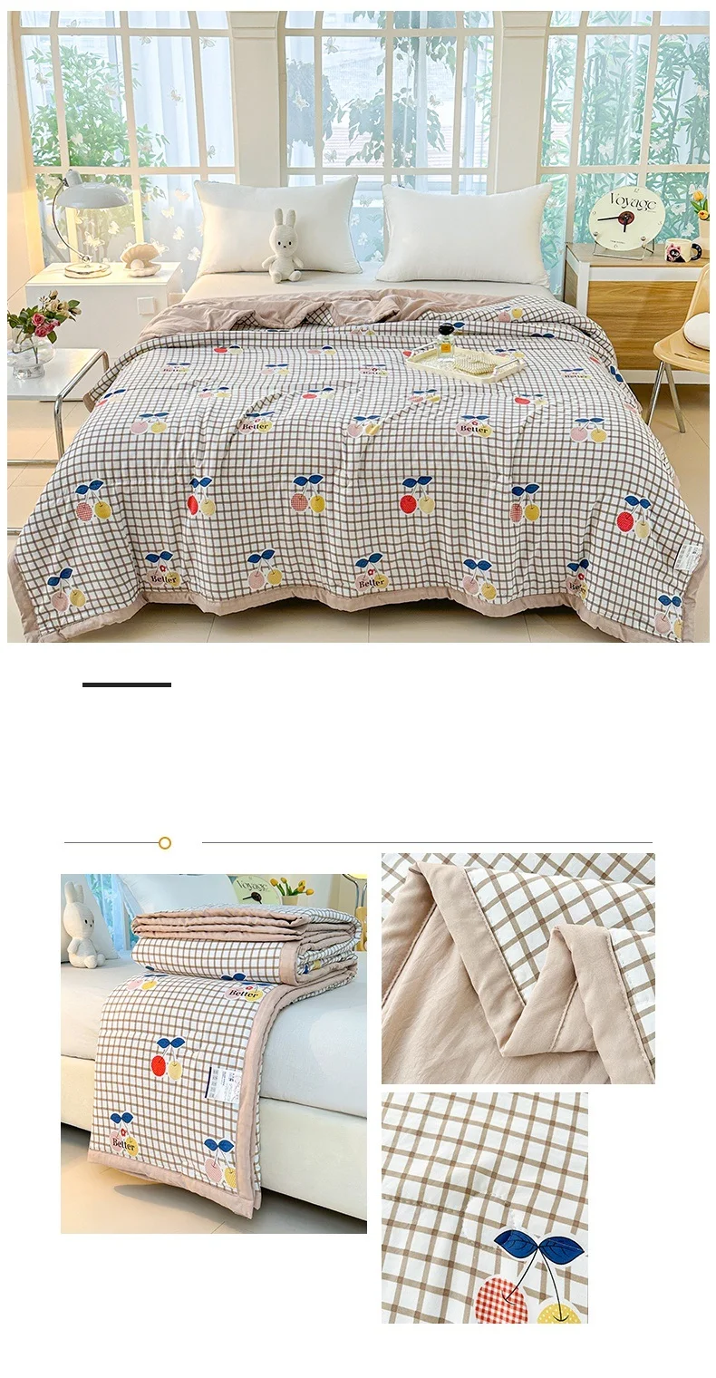 1pc Printed Thin Duvet Simple Style Quilts for Summer Soft Bedspread Adults Kids Room Comforter edredones (No Pillowcase)