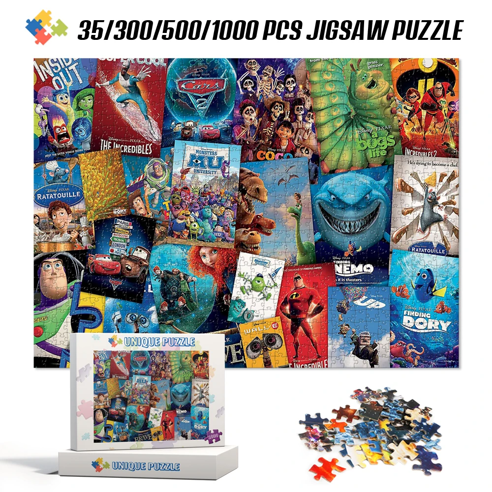 

35/300/500/1000Pcs Jigsaw Puzzle Game Disney Movie Poster Collection Children's Toy Finding Nemo Toy Story Anime Puzzle with Box