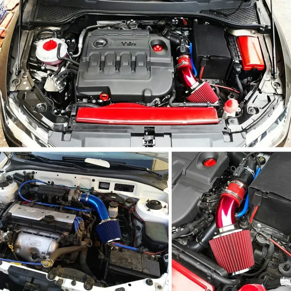 76mm Car Racing Cold Air Intake System Turbo Induction Pipe Tube Kit Aluminum Cone Air Filter Inlet