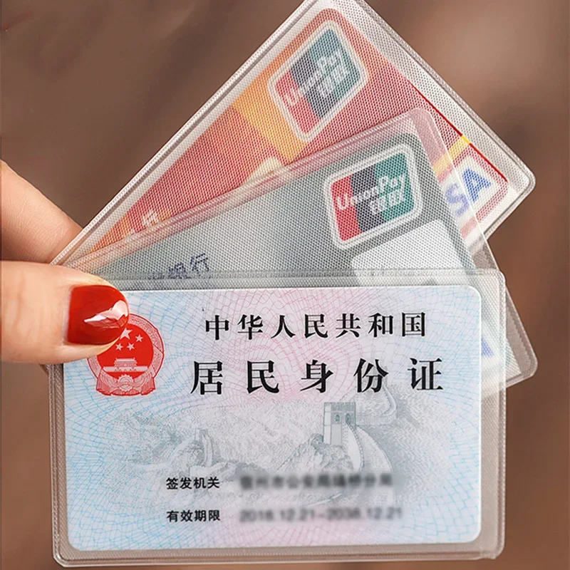 투명 카드 커버 보호 거치대, PVC 방수 신용 ID 명함 보호 문서 ID 배지 케이스, 1 개, 5 개, 10 개 