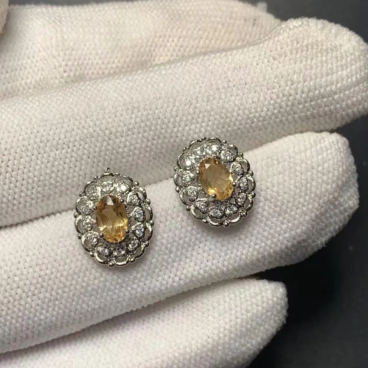 5*3MM Natural Citrine Stud Earrings For Women Real stainless steel Vintage Femme Gift Prevent Allergy Fine Jewelry Stone