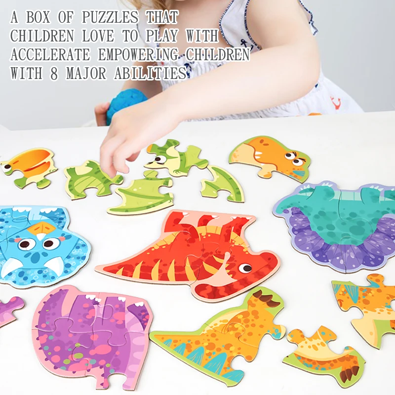 Wooden Jigsaw Puzzle Kids Toy Cartoon Animal Jigsaw Puzzles Game Early Educational Toys Gift Set for Children 4