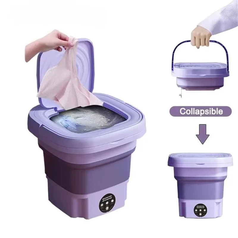 Telescopic foldable mini washing machine portable and lightweight household automatic washing machine sock cleaning
