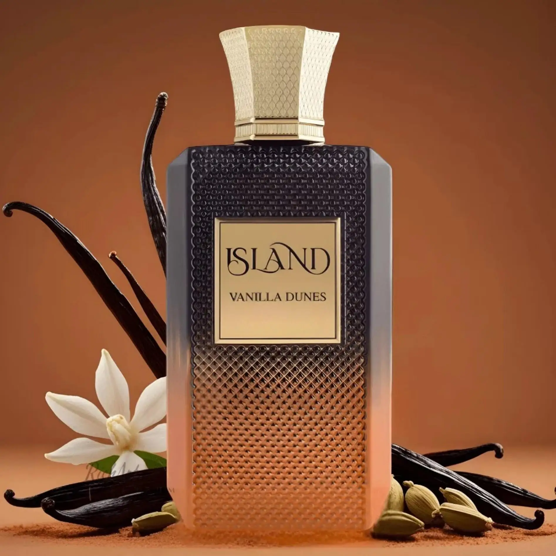 Extrait de parfum unisexe Island Vanilla Dunes, fragrance gourmande et chaleureuse pour une sophistication au quotidien_voghion.com