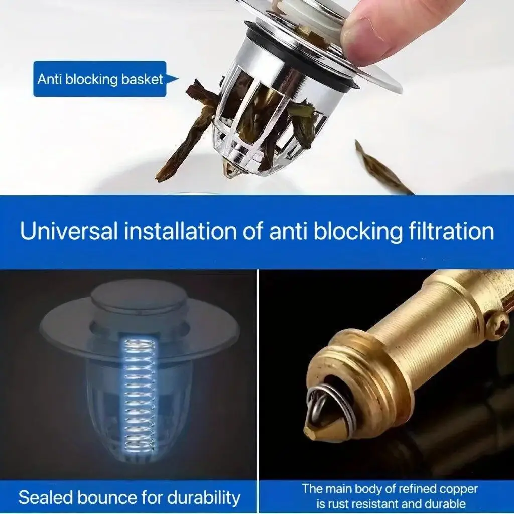 Bathroom Sink Plug Shower Drain Plug Washbasin Leak Plug Sink Drain Strainer Shower Sink Strainer Bathtub Stopper Basin Drain Cover Sink Hole Cover Bathroom Water Stopper Drain Seal Plug 1-3PCS Bathroom shower sink filter plug hair sink filter kitchen bathtub plug rebound press