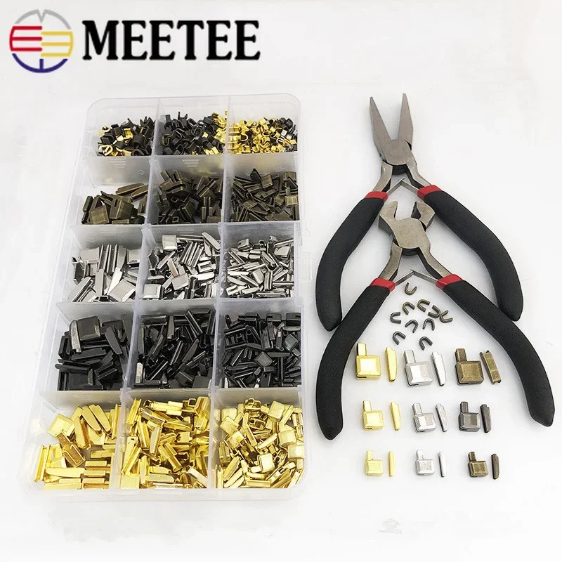 Meetee 1set 3# 5# 8# Nylon Resin Metal Zipper Stopper Open-end Zippers Slider Socket Repair Insert Box Set Tool Replacement Kits