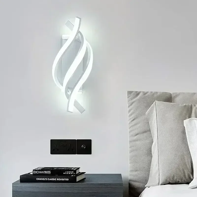 Modern LED Wall Light Spiral Lamp Curved Aluminum Design For Living Aisle Bedroom Bedside Home Decor Indoor Sconce Lighting