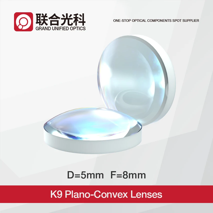 

Оптовая продажа D5mm FL8mm 10mm K9 оптическое стекло плоско-выпуклые линзы