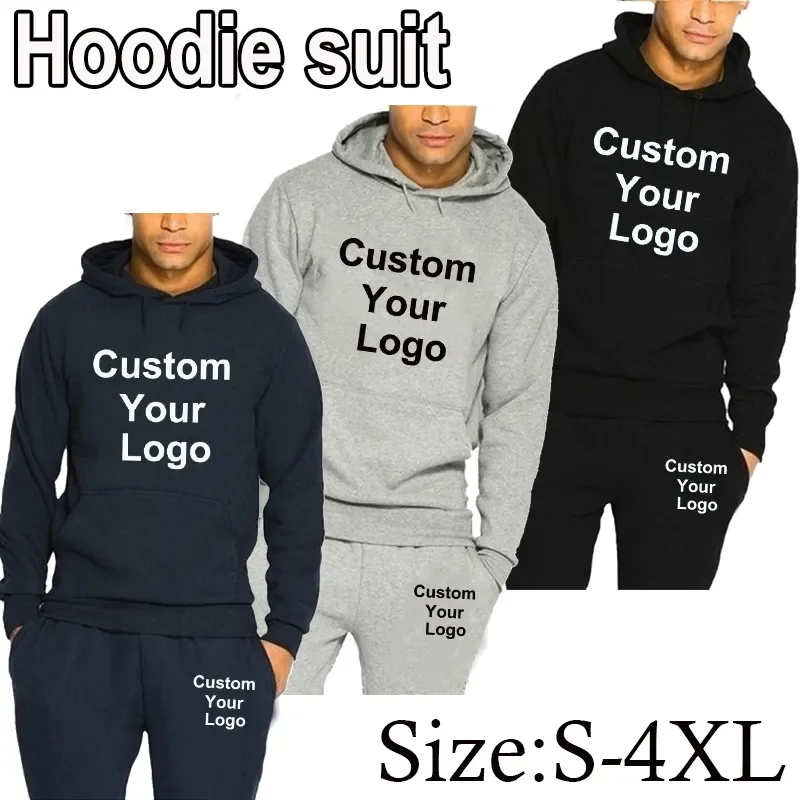 Custom Your Logo 2023 New Autumn Tracksuits Men Hoodie+ Pants Jogging Suit Casual Pullover Sportswear New for Male Street Wear