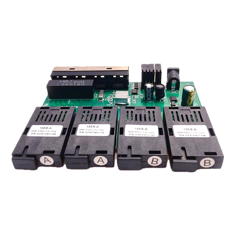10/100M 4F4E / 4F2E POE 고속 이더넷 파이버 스위치 출력 12V 광 미디어 컨버터 이더넷 SC PCBA placa 메트로 보드