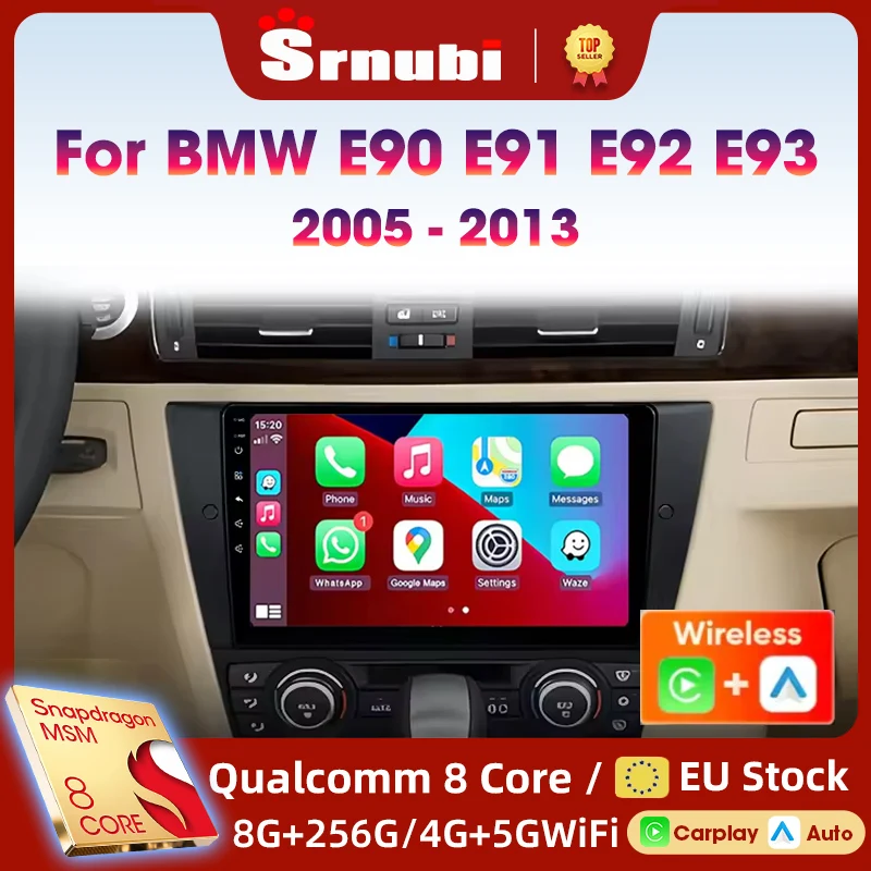 Autoradio Android para BMW Serie 3 bmw E90 E91 E92 E93 2005-2013 Reproductor Multimedia Radio para Auto Compatible con Carplay Inalámbrico Auto BT