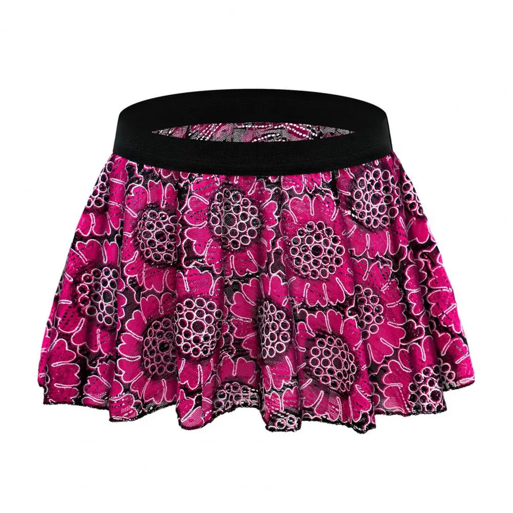 Unisex Pleated Elastic Waist Mini Skirt