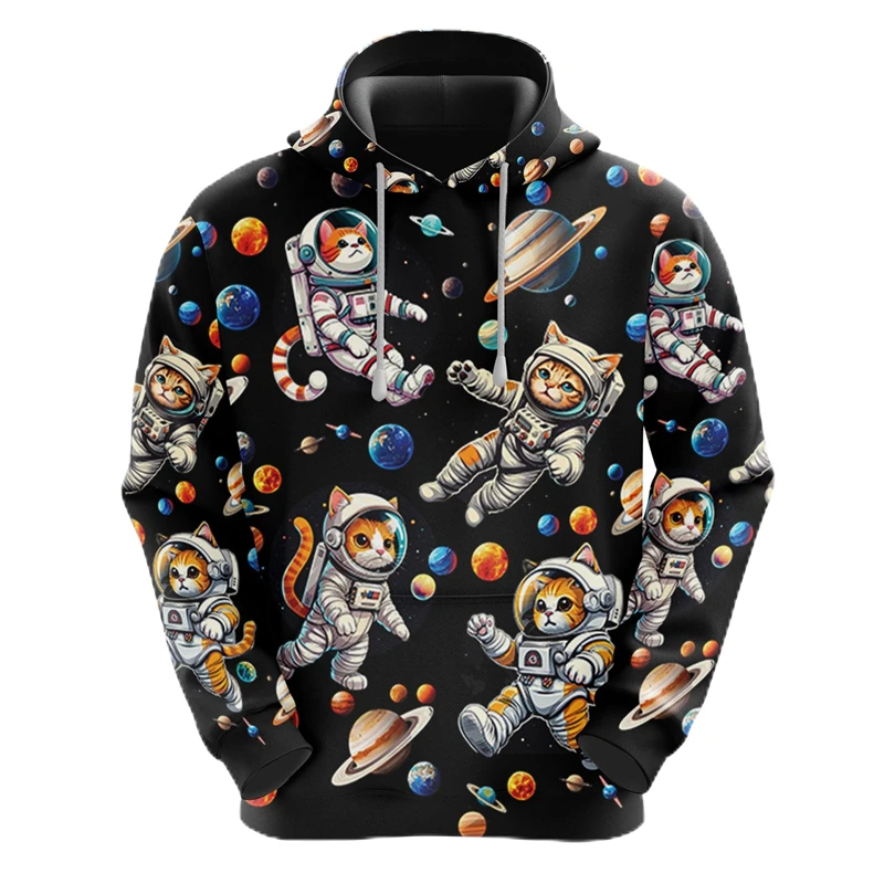 Sudadera con capucha con estampado 3D de gato arcoíris y galaxia para hombre, ropa con diseño de dibujos animados, sudaderas de gatos, ropa de calle masculina de hip hop, sudadera con capucha con taco