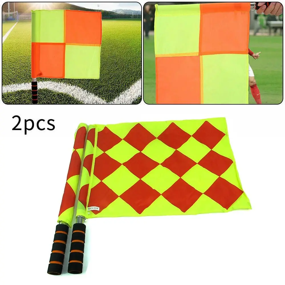 Football Training Flags 2Pcs Deluxe Referee Flags Set Football Rugby Hockey Training Referee Sporting Goods referee flags
