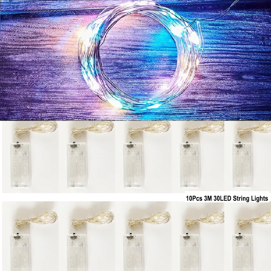 thumbnail image 1 of 10 piezas de luces LED de cadena para árbol de Navidad, globos Bobo transparentes y brillantes, luces de hadas para el hogar, decoraciones para fiestas de cumpleaños y bodas, 1 of 5