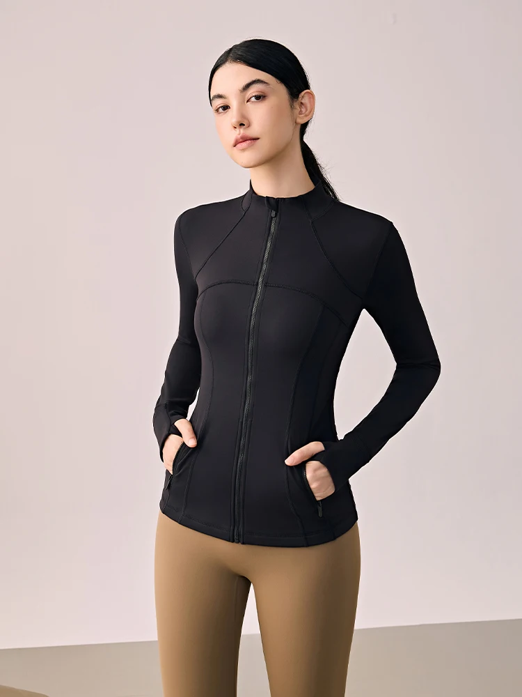 슬림핏 긴팔 스포츠 자켓 여성용 야외 러닝 트레이닝 피트니스 요가복 SUKE 가을 겨울 스포츠웨어