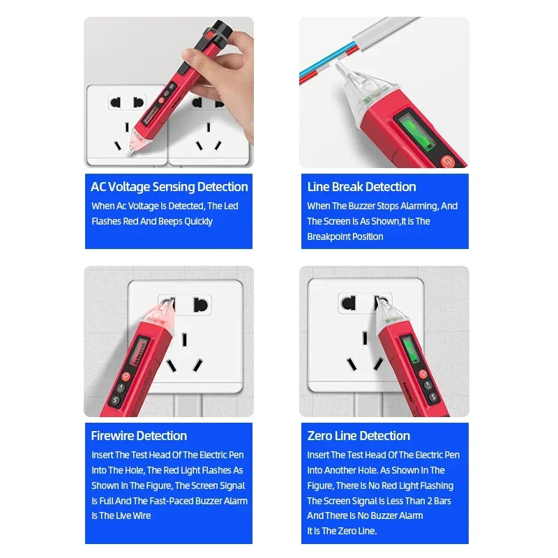 LCD Voltage Detection Pen - Non-Contact Electric Sensor for Power Outlets (90-1000V)