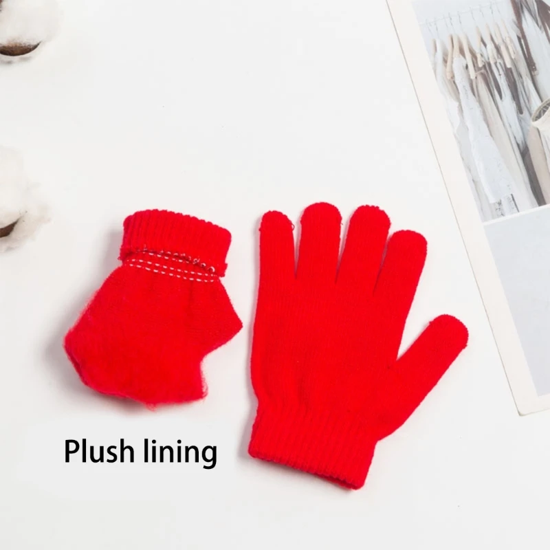 

F62D Bright & Cheerful Knitted Gloves Unisex Full Finger Gloves for Kids 2-6 Years