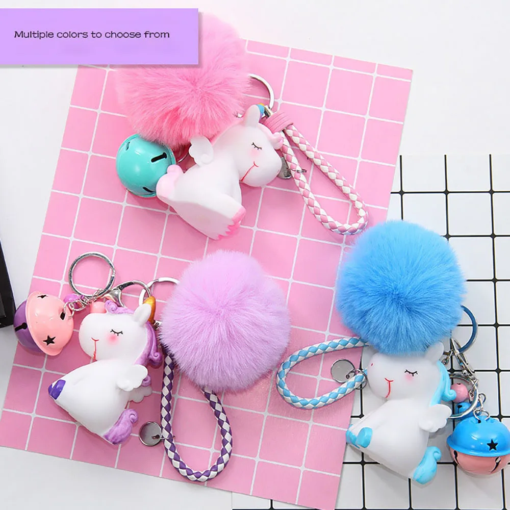 Cute Unicorn Keychain Ladies Bag Pendant Keychain Plush Ball Fluffy Artificial Rabbit Hair Keychain Girl Key Pendant hc r058a veterinary instruments artificial insemination g un semen injector semen g un for rabbit and sheep