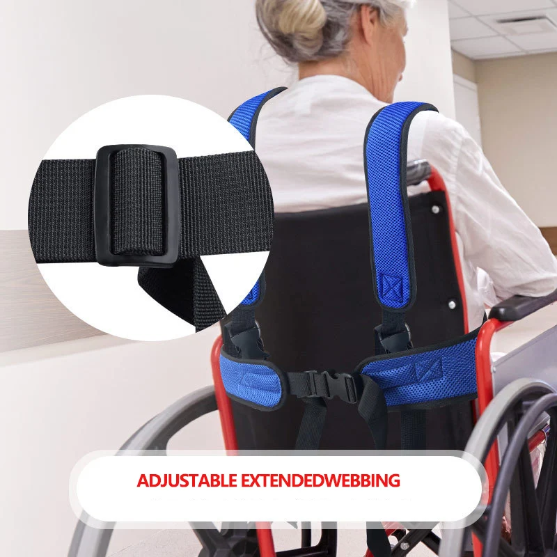 Enhanced Safety Harness Vest with Wheelchair Seat Belt for Fall Prevention in Elderly Patients